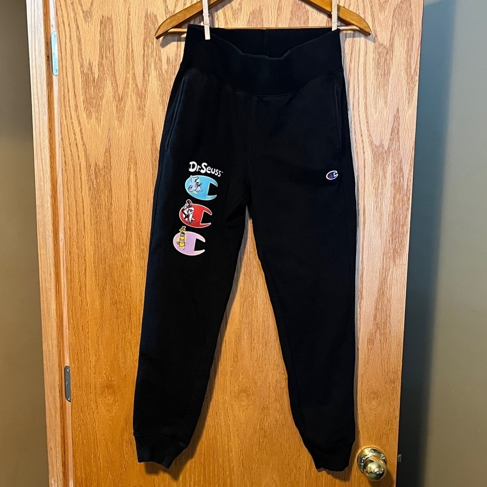 Champion Black Joggers with Colorful Dr. Seuss Graphics
